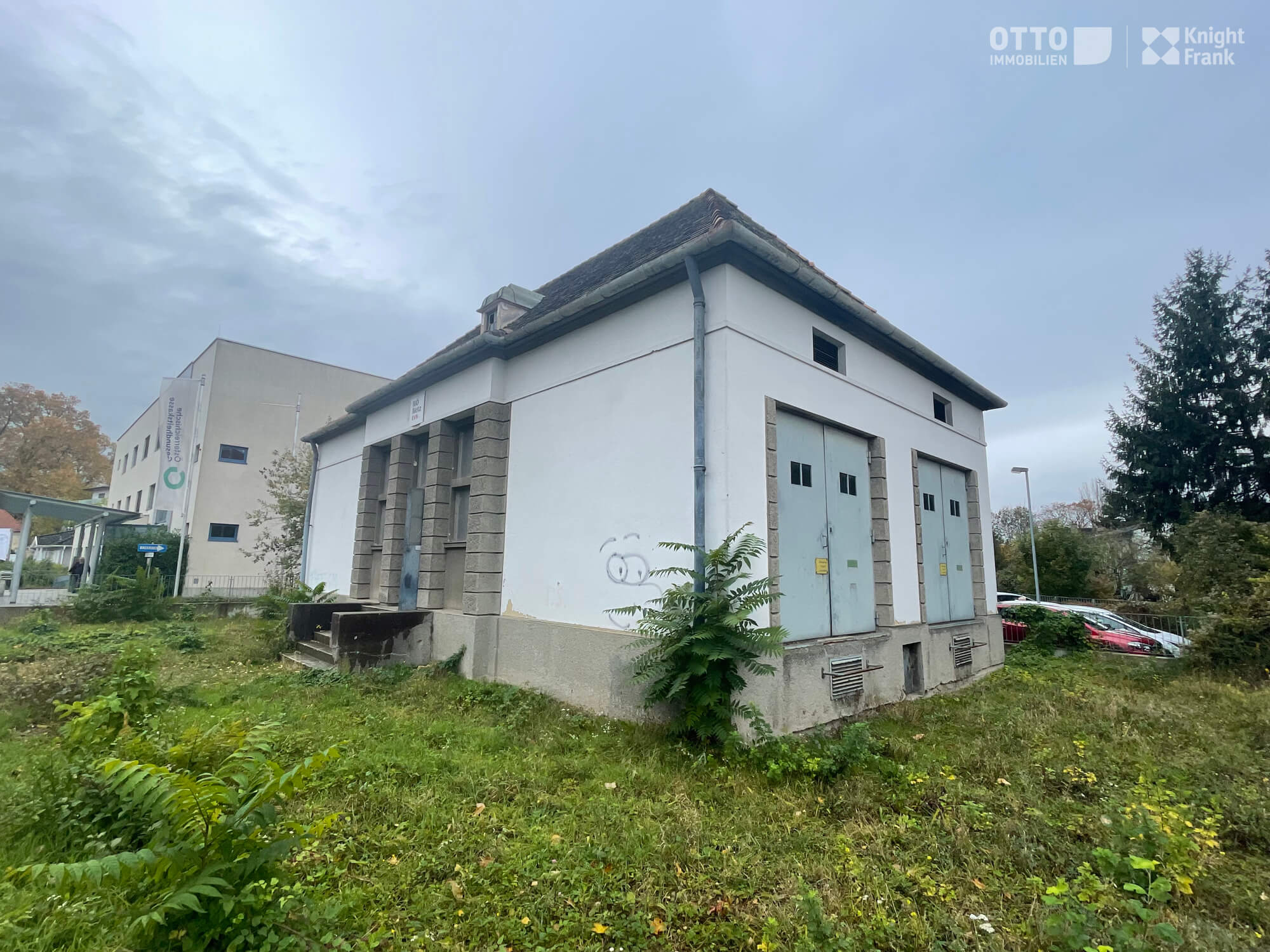 Urban plot with old transformer house