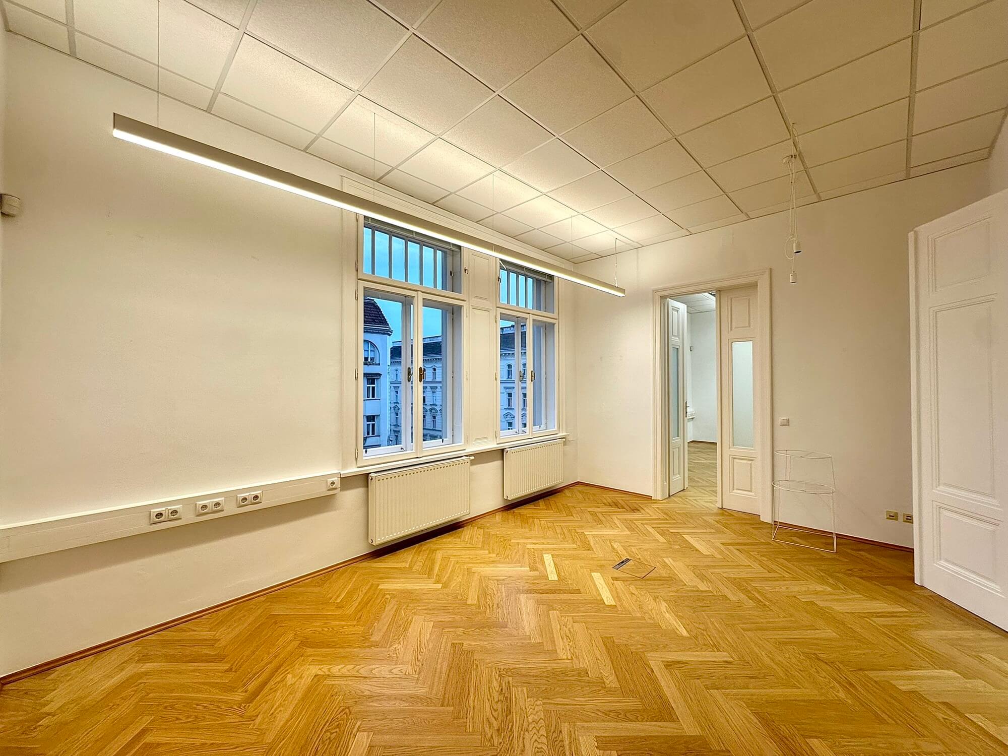 Light-flooded office in old building near Mariahilfer Straße
