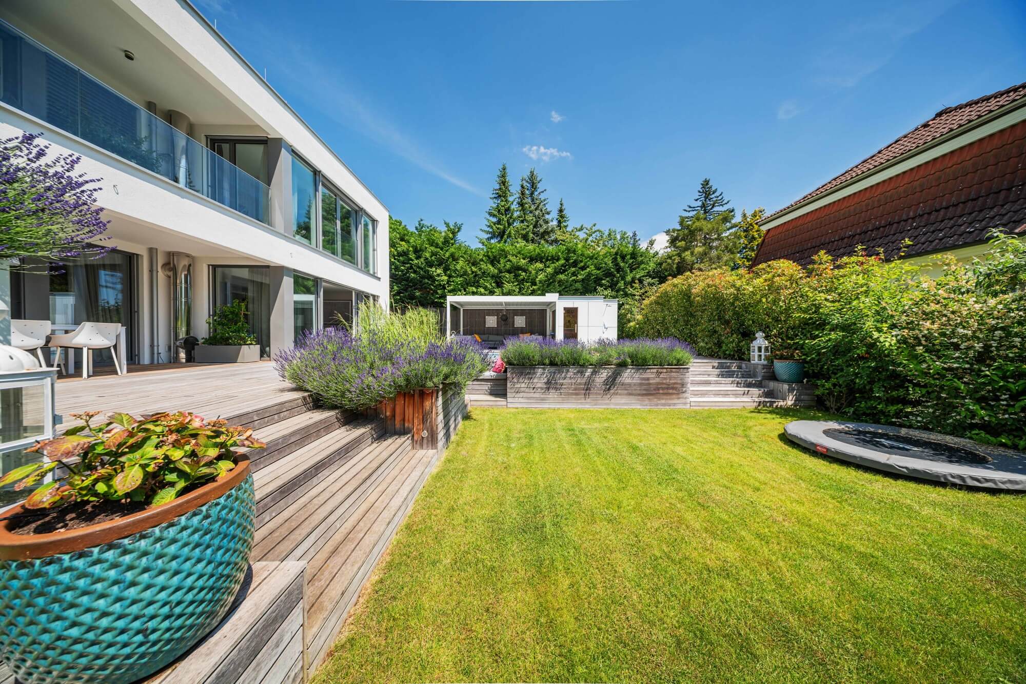 Modern villa with garden and pool