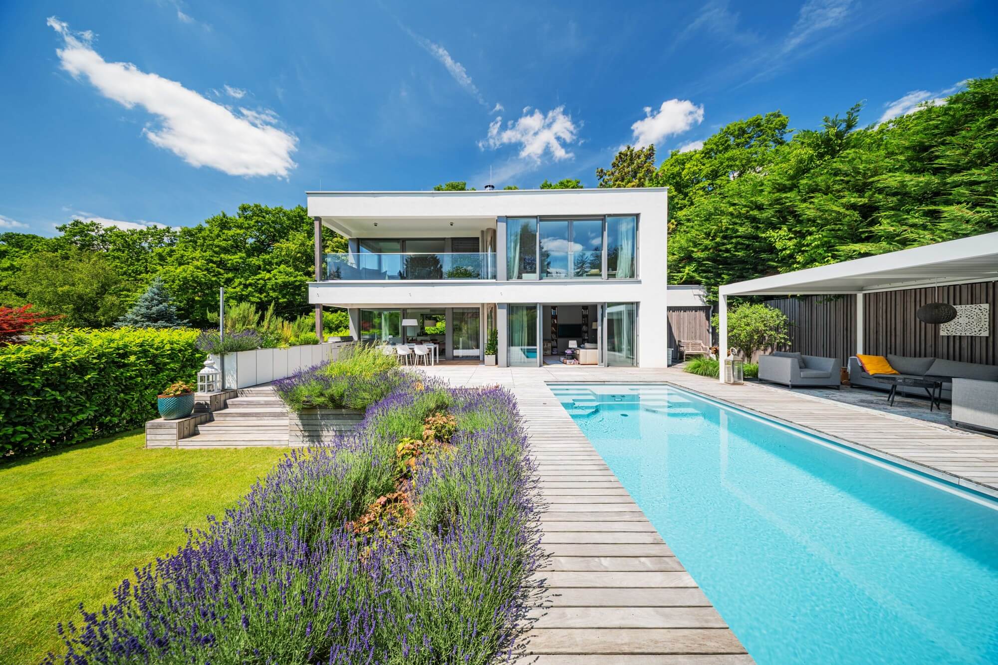 Modern villa with garden and pool