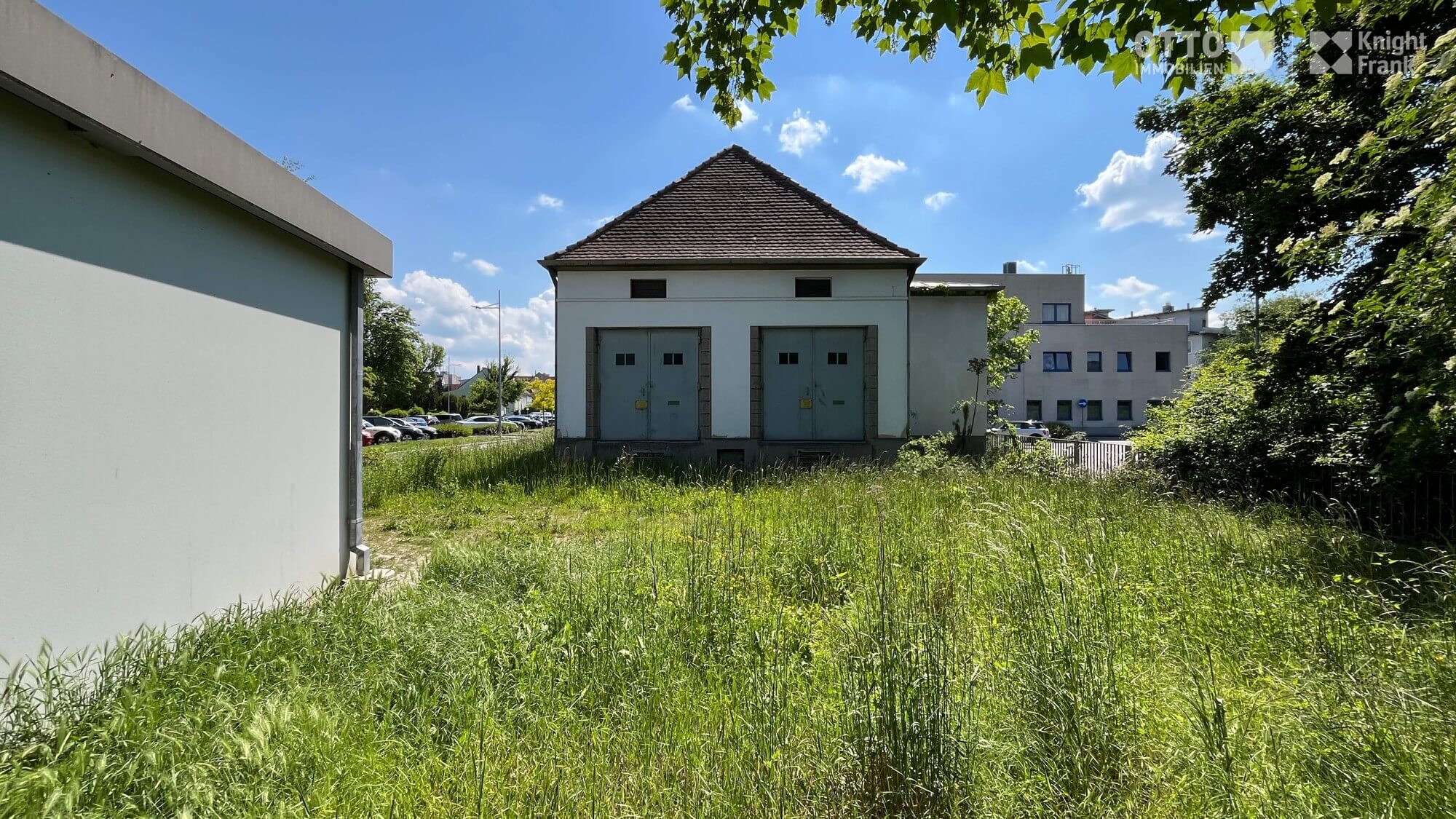 Urban plot with old transformer house