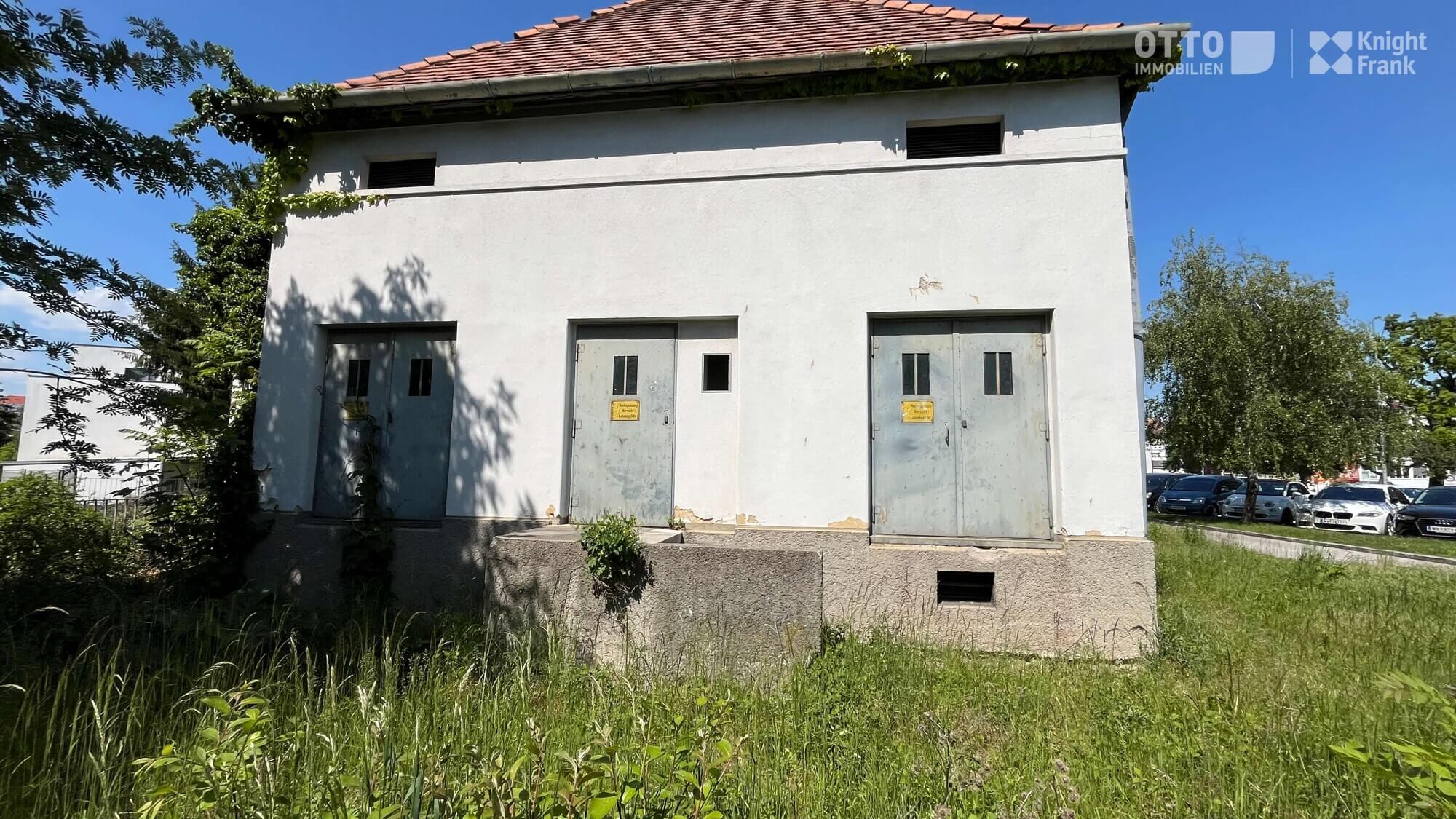 Urban plot with old transformer house