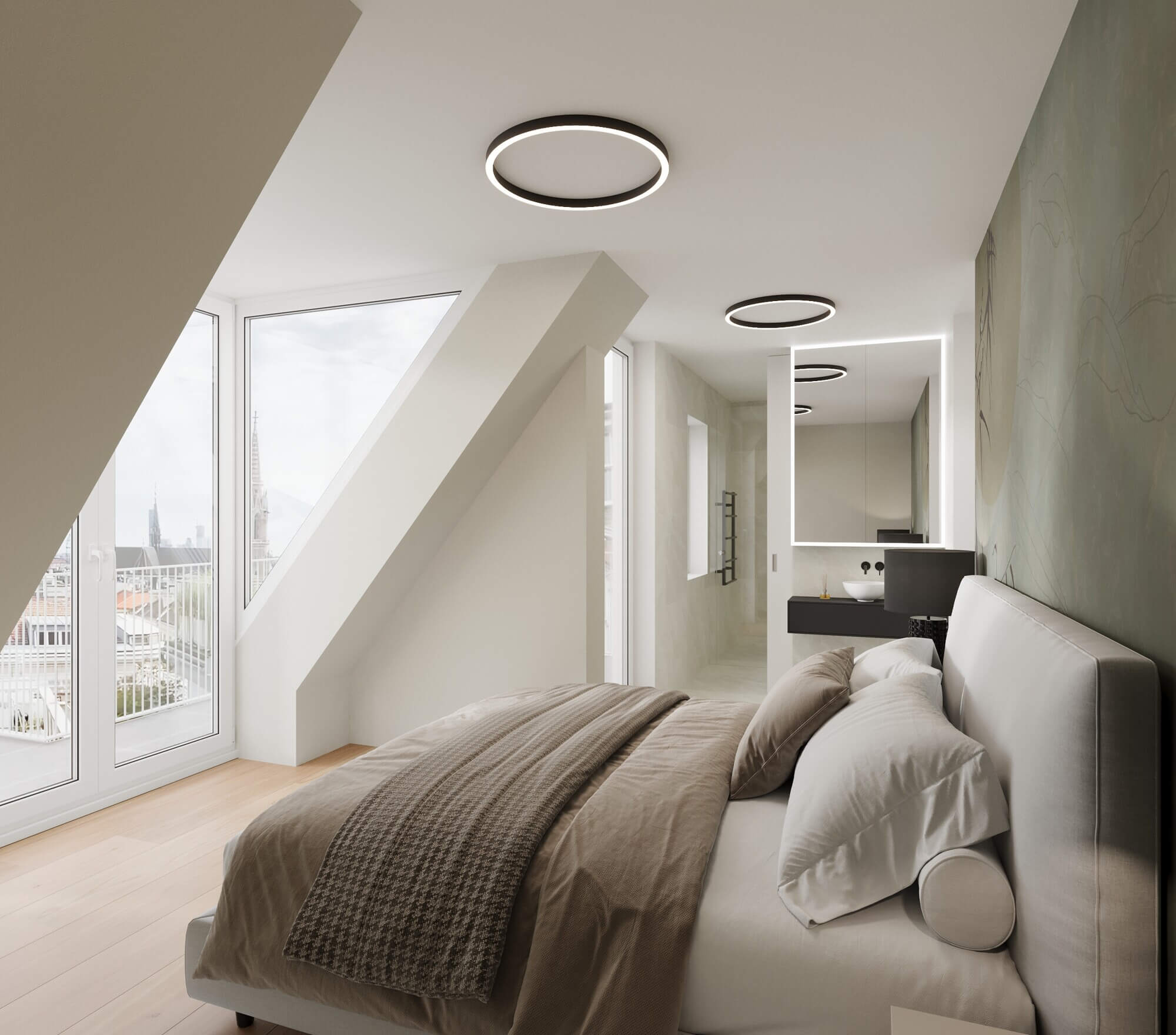 Exklusive Penthouse-Maisonette mit außergewöhnlicher Dachterrasse und Skyline View nahe Stadtpark
