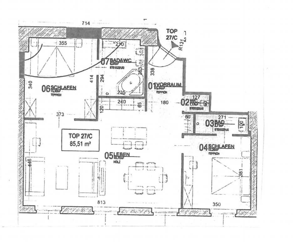 3-room apartment in a city-center palace