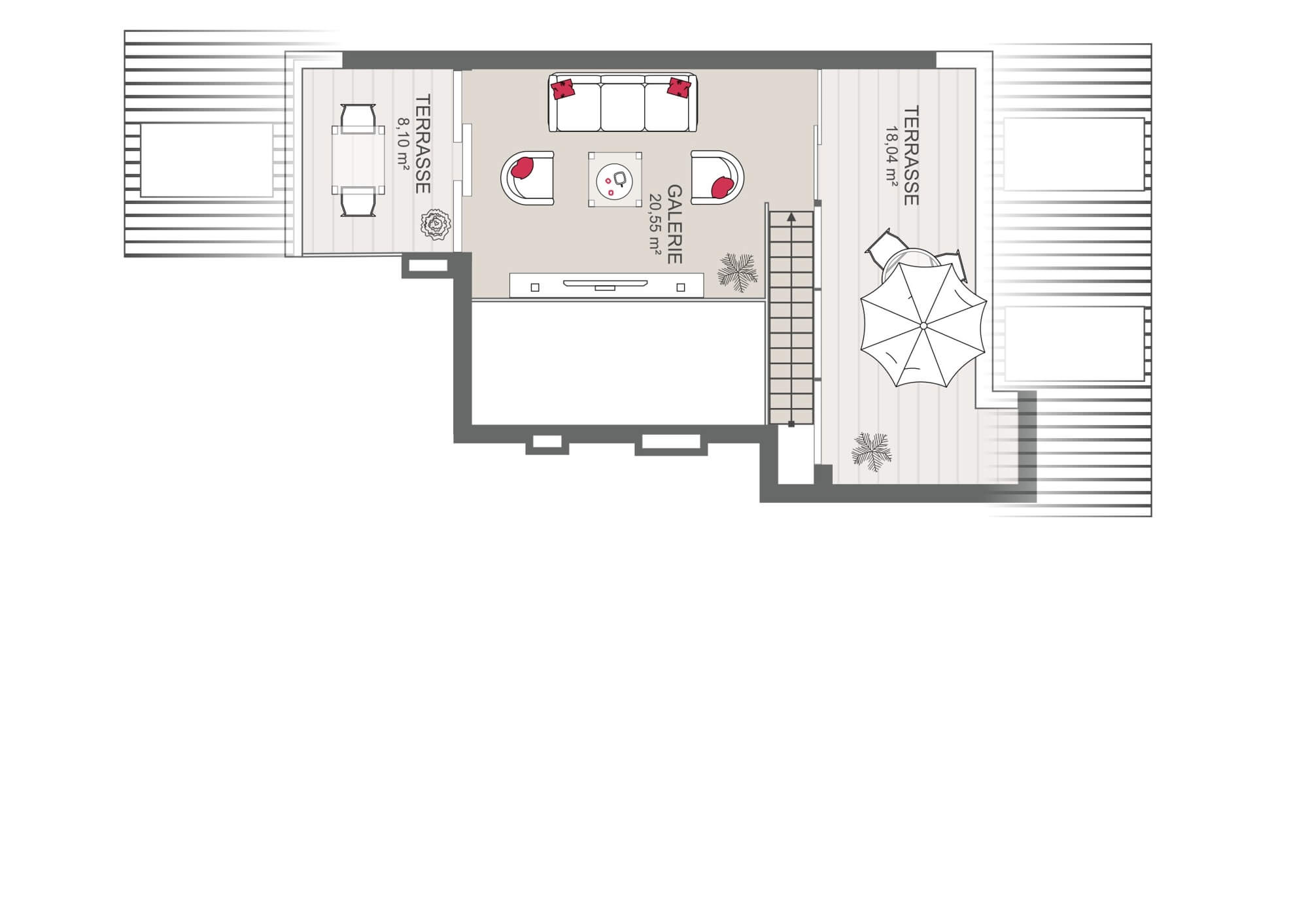 Dachgeschosswohnung mit zwei Dachterrassen und Gartenparzelle in Hietzing