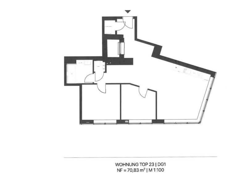 Dachgeschoß Wohnung -  3 Zimmer, Nähe Friedensbrücke