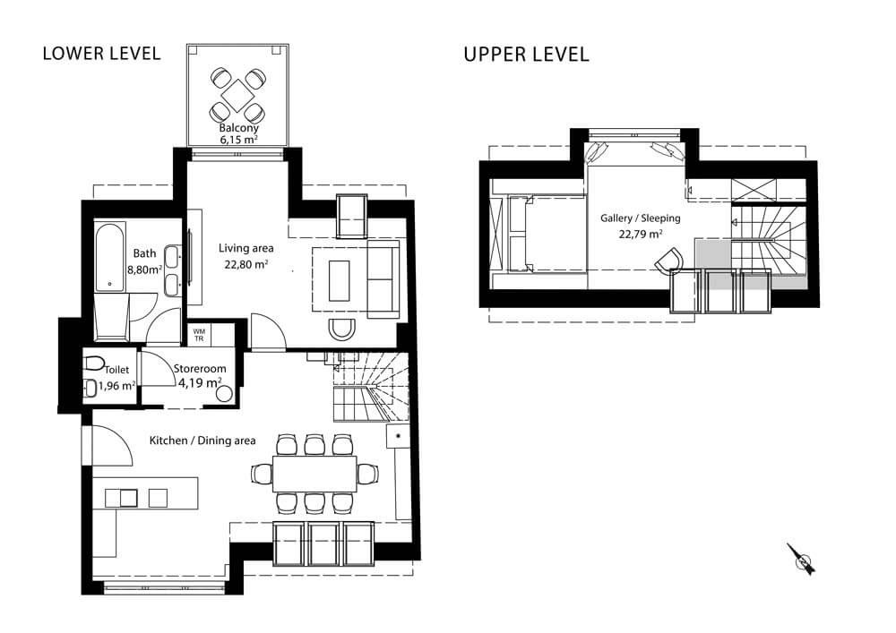 Dachgeschoßwohnung möbliert mit Balkon