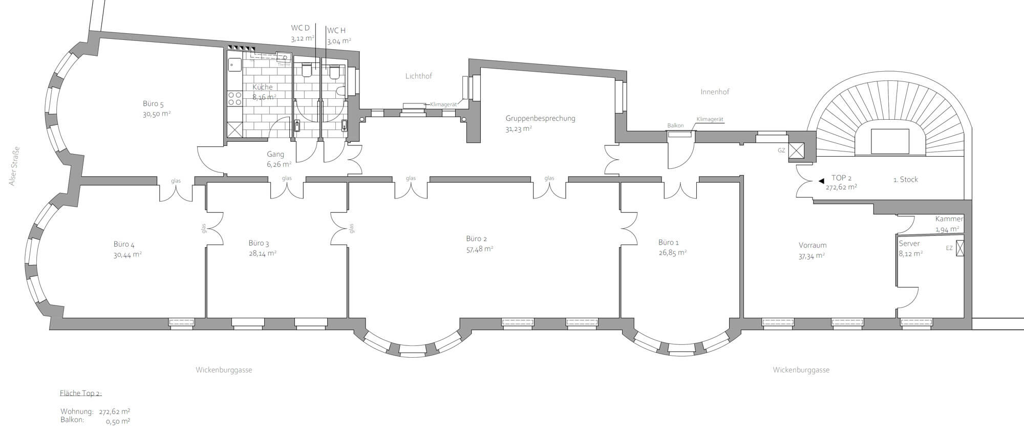 Stilvolles Altbaubüro im 8. Bezirk