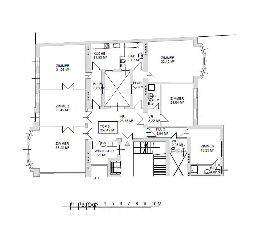 Charmante Altbauwohnung mitten im vierten Bezirk, 6 Zimmer, 3 Bäder