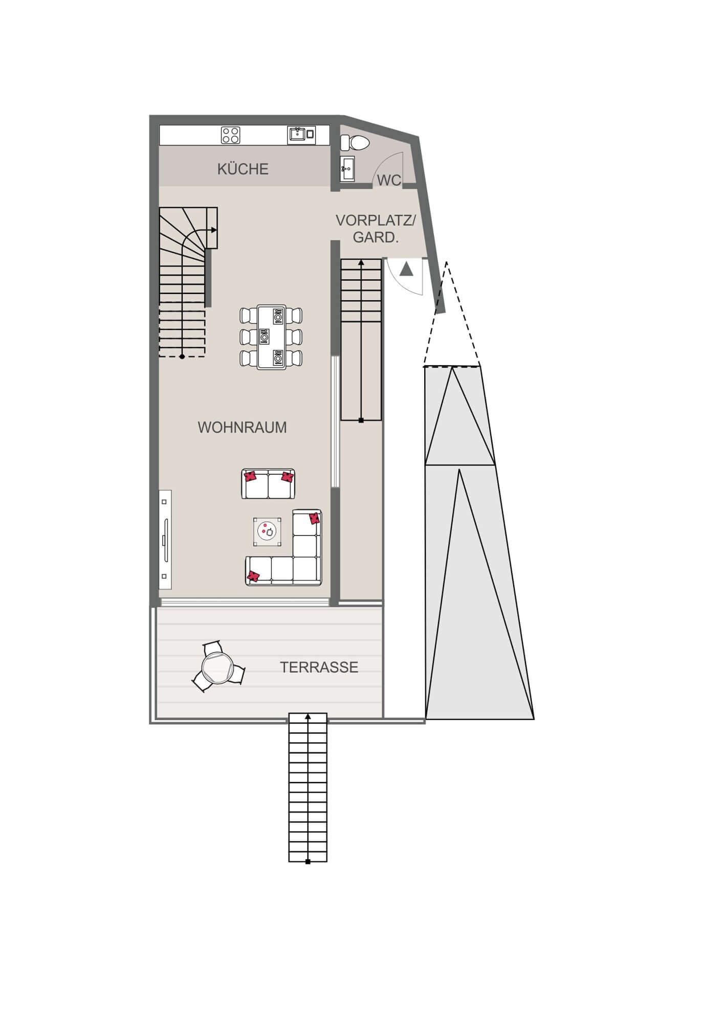 Doppelhaus mit Terrasse und Garten