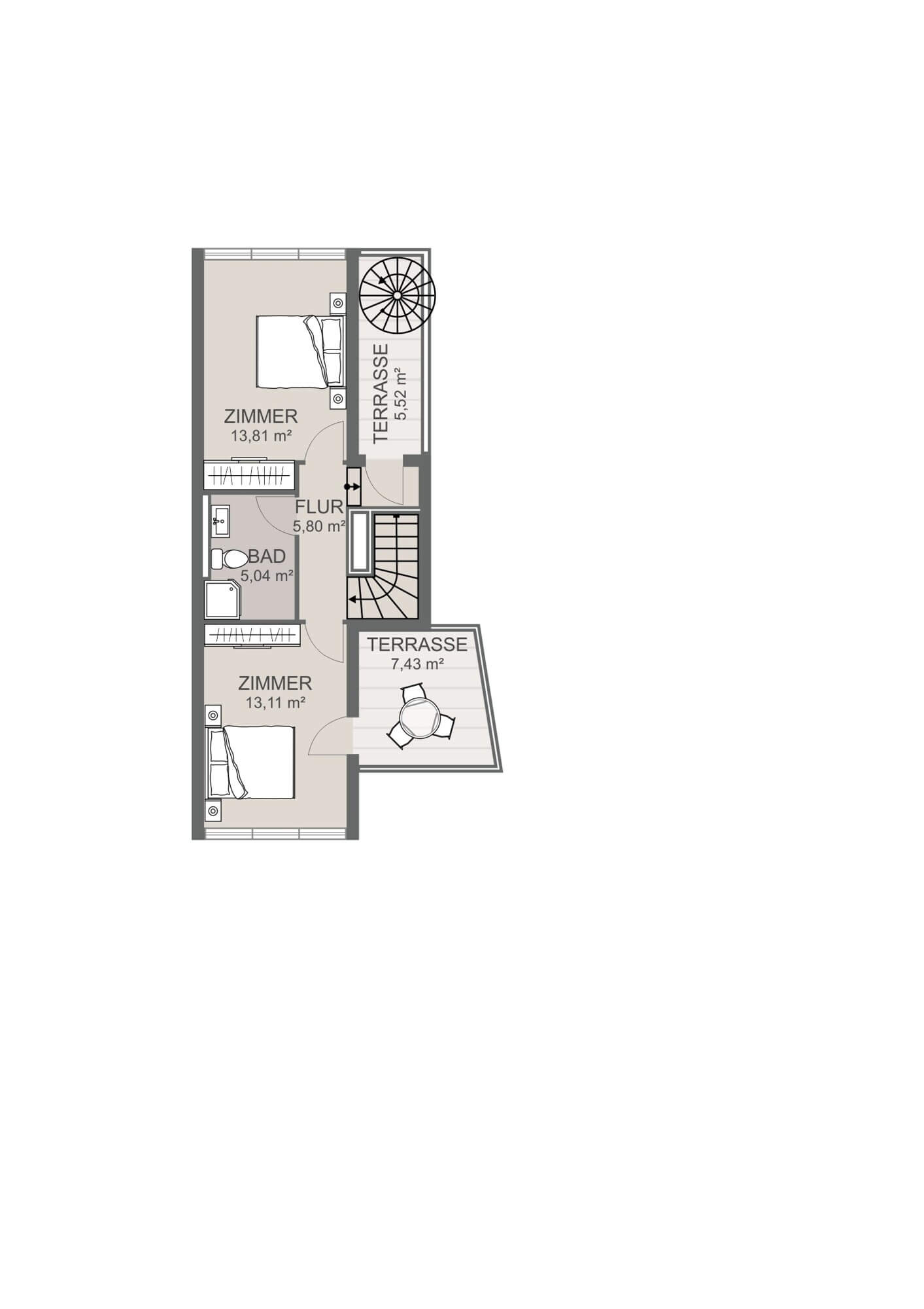 Doppelhaus mit Terrasse und Garten