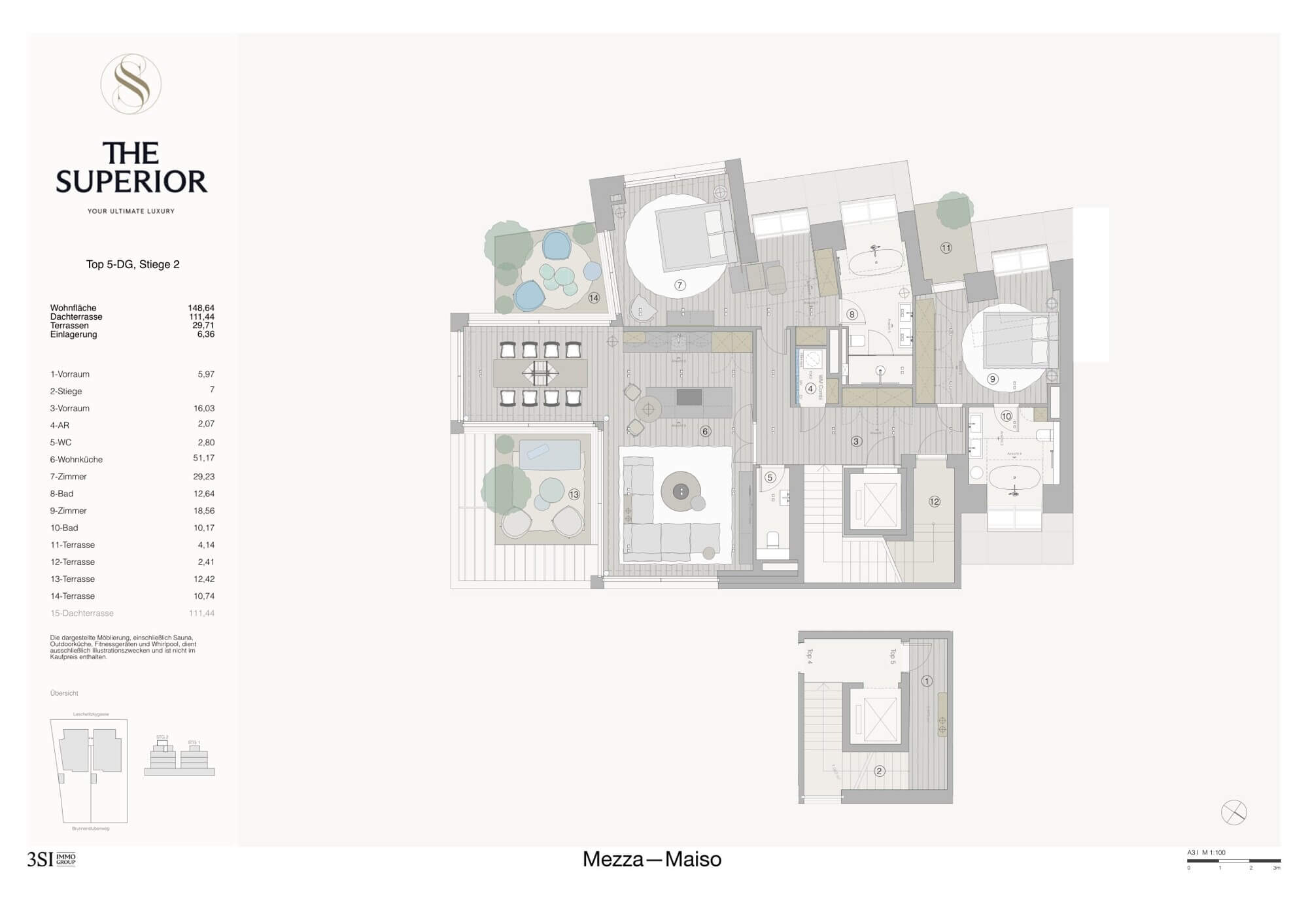 Exklusive 3-Zimmer-Wohnung mit Panoramablick und luxuriöser Dachterrasse