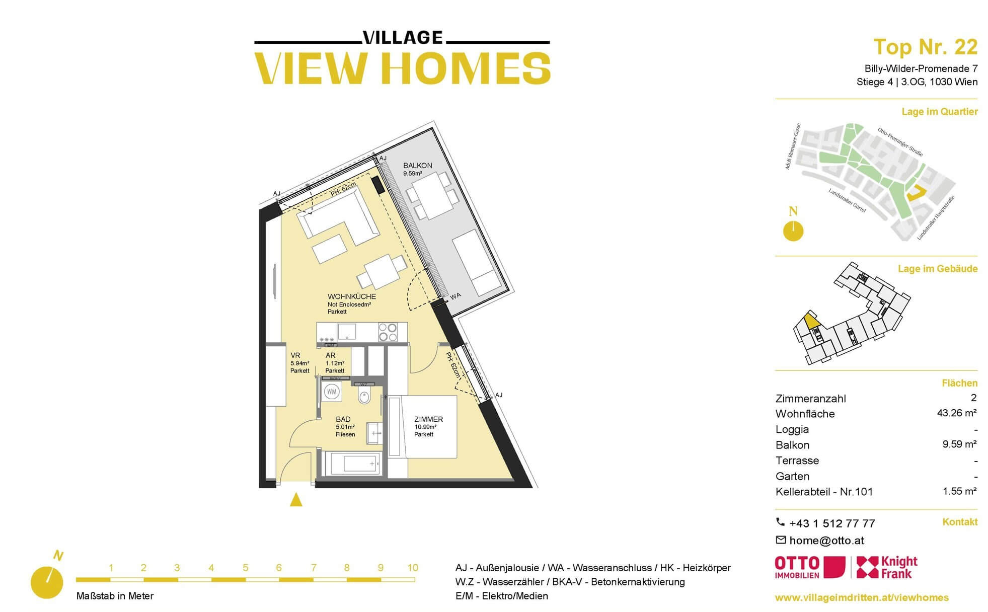 Erstbezug im Village, 2 Zimmer mit Balkon zur Miete