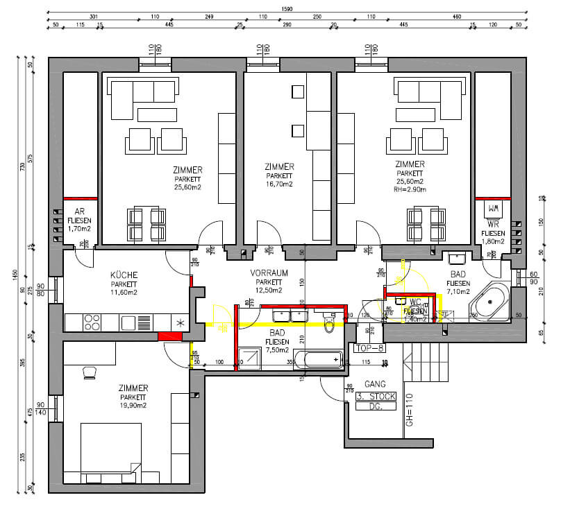 4-room period apartment in an Art Nouveau villa
