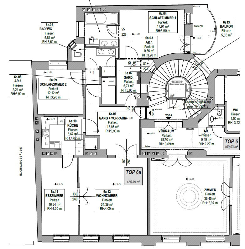 Palais Löwenthal, klassische Altbauwohnung mit Balkon im 3.Liftstock