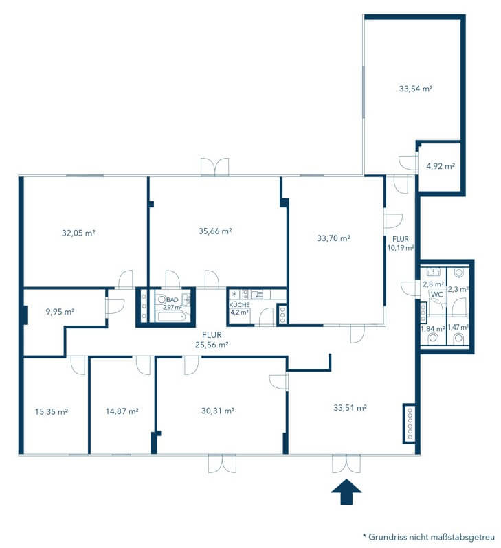 Repräsentative Gewerbefläche 295m² mit großer Terrasse in Frequenzlage
