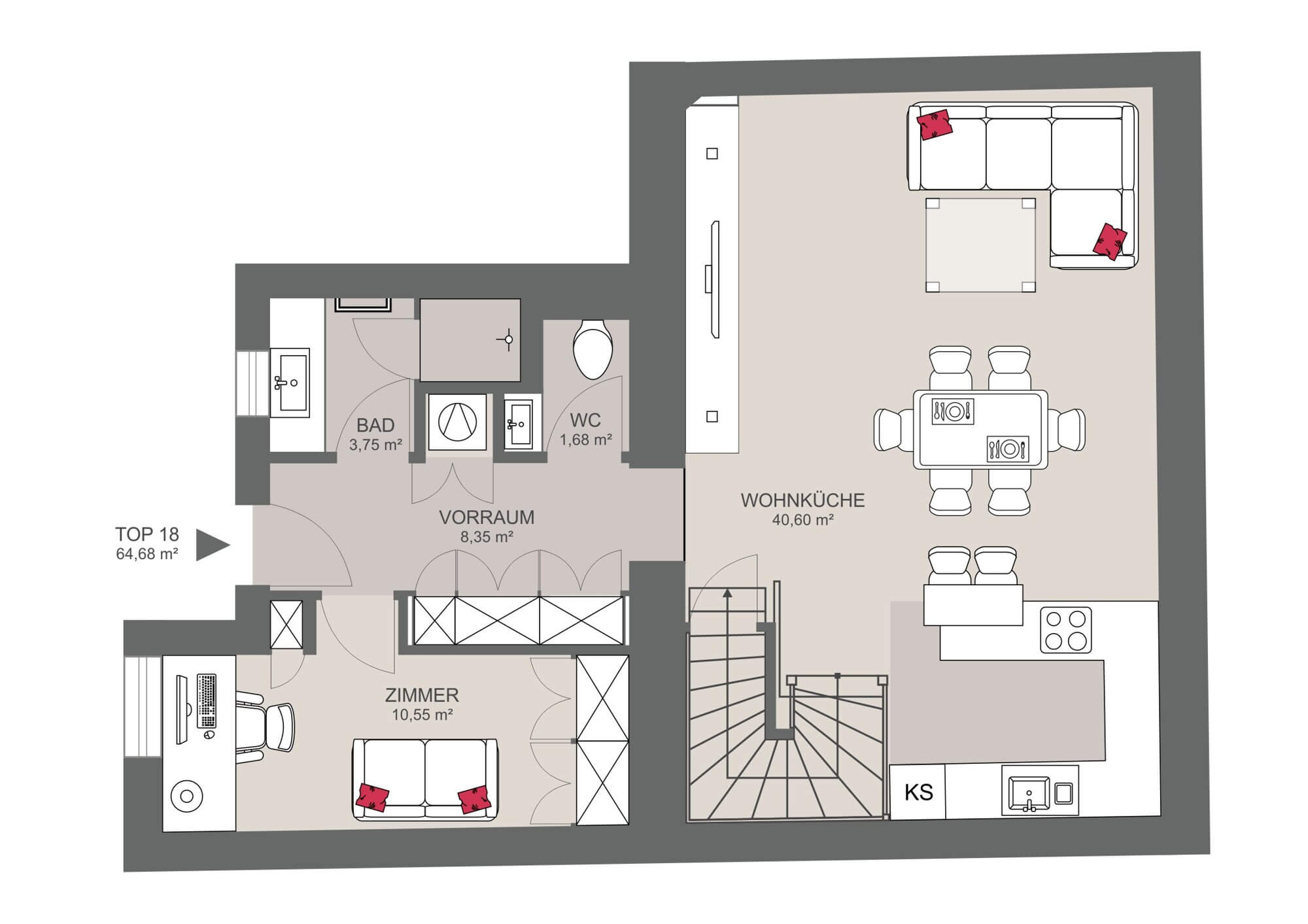 Exklusive Penthouse-Maisonette mit außergewöhnlicher Dachterrasse und Skyline View nahe Stadtpark