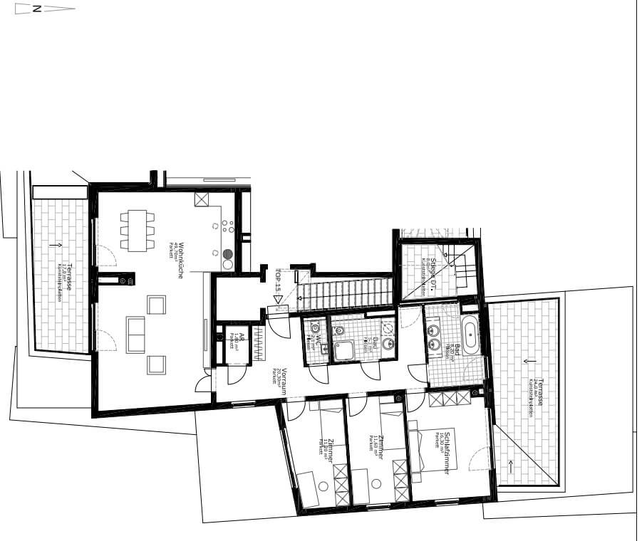 Modern 4-bedroom penthouse apartment with a rooftop terrace