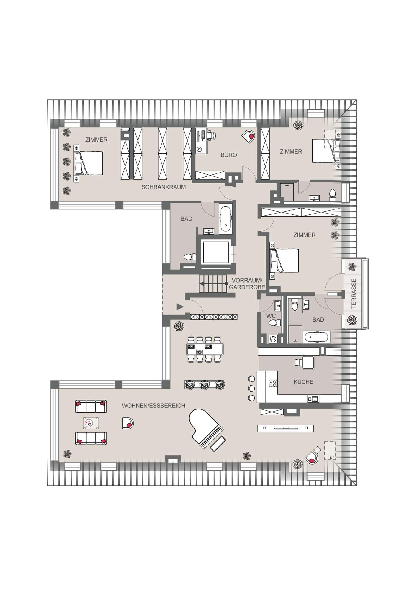 Penthouse mit historischem Charakter und privatem Dachgarten in Hietzing
