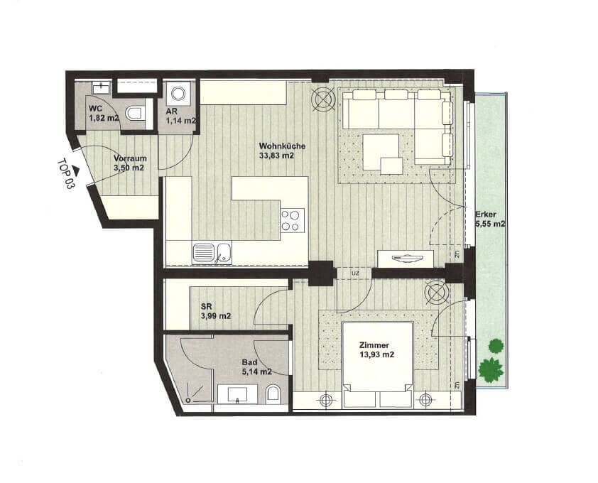 Möblierte Wohnung in Top-Neubau, Nähe Schwarzenbergplatz