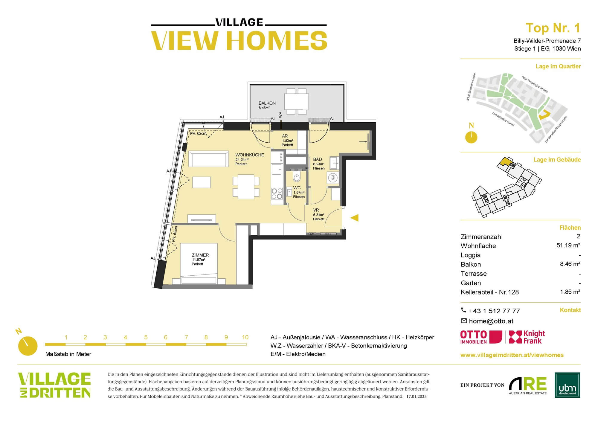 First occupancy at the Village: 2-room apartment with balcony for rent
