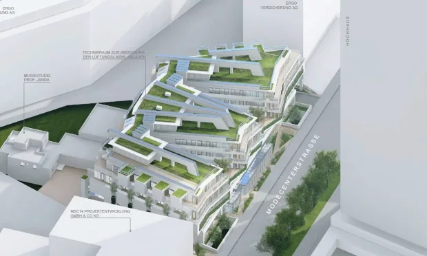 MC 15 - Ein Bürogebäude, das Effizienz, Innovation und Umweltbewusstsein vereint.