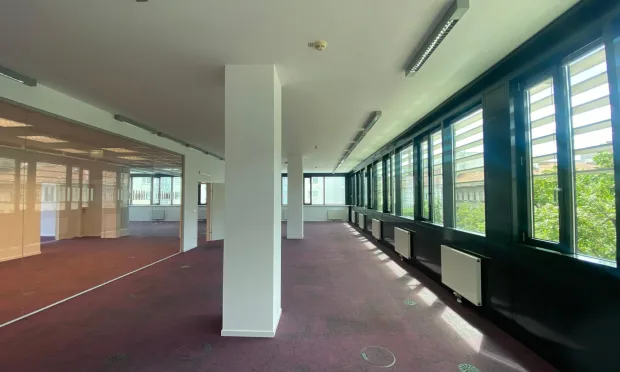 open designed office space with a view over vienna