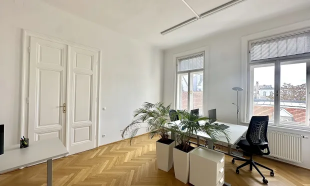 Light-flooded office in old building near Mariahilfer Straße