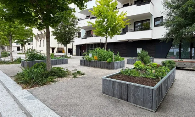 Peaceful green setting with direct views of Otto Benesch Park