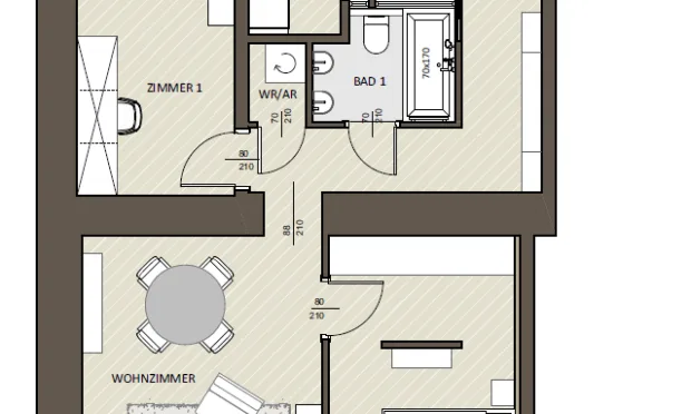 Thumbnail: Stilvolle 3-Zimmer-Wohnung nahe Schloss Schönbrunn