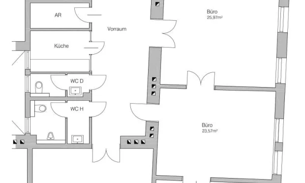 Thumbnail: Light-flooded office in old building near Mariahilfer Straße