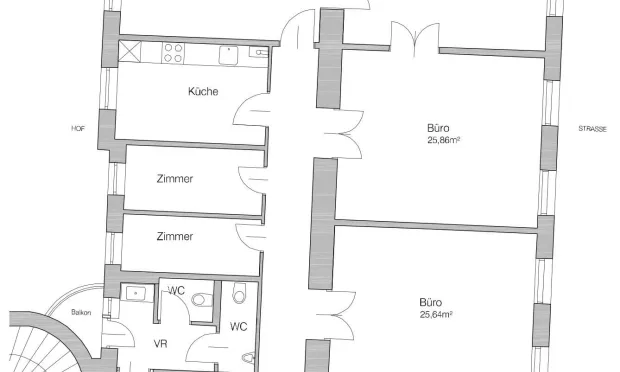 Thumbnail: Light-flooded office in old building near Mariahilfer Straße