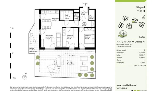 Thumbnail: „Das Hirschfeld“ Erstbezüge mit Außenflächen- Jetzt NEU Stiege 4