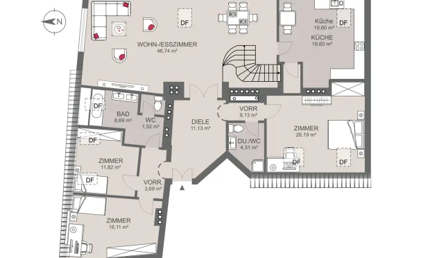 Thumbnail: 4-room apartment on the top floor with green views