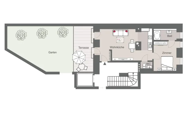 Thumbnail: Moderne Gartenwohnung in Wien: Erdgeschoss mit Terrasse und Grünfläche