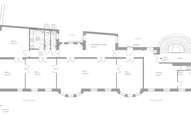 Thumbnail: Stilvolles Altbaubüro im 8. Bezirk