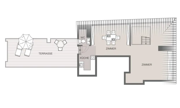 Thumbnail: Dachgeschoss-Maisonette mit 28 m² Terrasse & Parkplatz in 1170 Wien