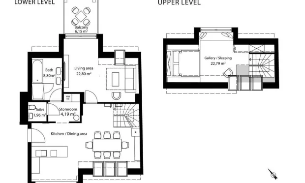 Thumbnail: Dachgeschoßwohnung möbliert mit Balkon