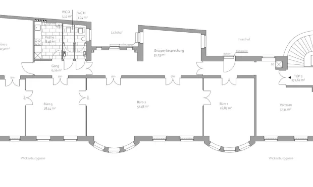 Thumbnail: Stilvolles Altbaubüro im 8. Bezirk