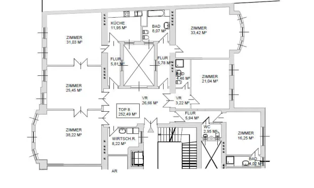 Thumbnail: Charmante Altbauwohnung mitten im vierten Bezirk, 6 Zimmer, 3 Bäder
