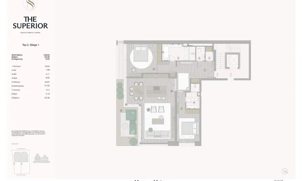 Thumbnail: Helle 3-Zimmer-Wohnung mit Balkon im Neubauprojekt The Superior