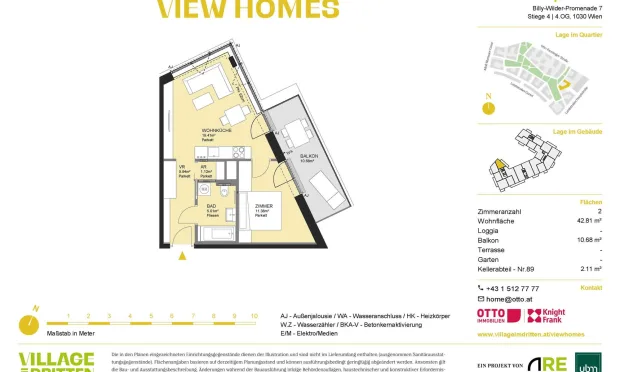 Thumbnail: First occupancy in the Village, 1-bedroom apartment with balcony for rent