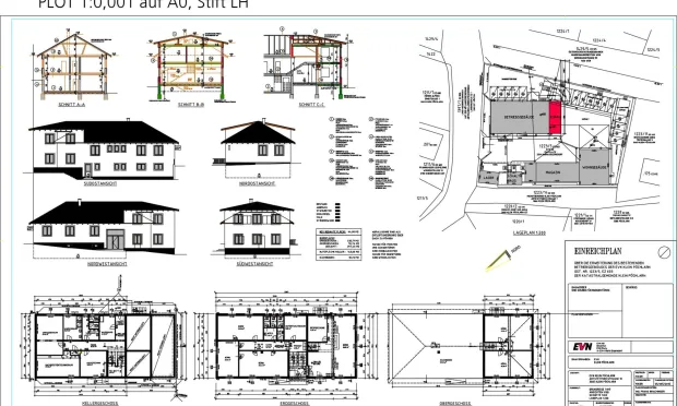Thumbnail: Liegenschaft kaufen in Klein-Pöchlarn: Grundstück (Wohngebiet) mit Wohnhaus, Büro & Lagerhalle