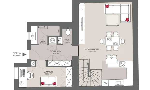 Thumbnail: Exklusive Penthouse-Maisonette mit außergewöhnlicher Dachterrasse und Skyline View nahe Stadtpark