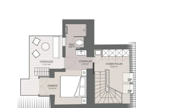 Thumbnail: Exklusive Penthouse-Maisonette mit außergewöhnlicher Dachterrasse und Skyline View nahe Stadtpark