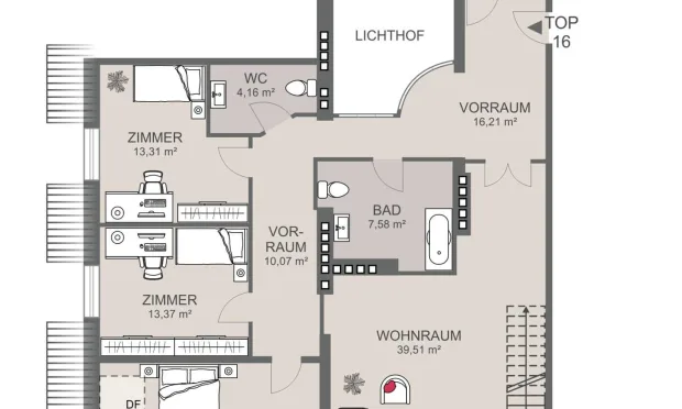 Thumbnail: Top-floor apartment, 3 bedrooms, near Votive Church.