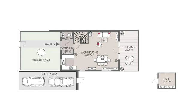 Thumbnail: Doppelhaus mit Terrasse und Garten