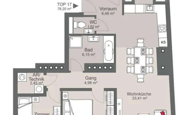 Thumbnail: 3 Zimmer Erstbezugswohnung mit Balkon