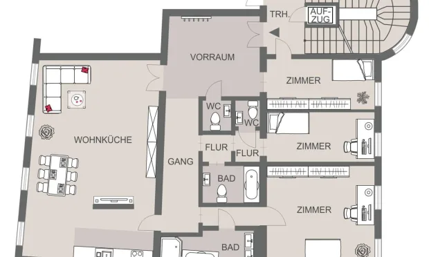 Thumbnail: Classic Viennese period apartment in the heart of the city, featuring 3 bedrooms on the 4th floor with elevator access.