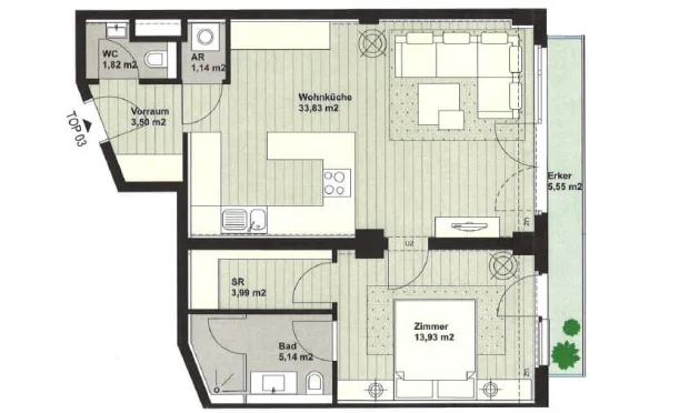 Thumbnail: Möblierte Wohnung in Top-Neubau, Nähe Schwarzenbergplatz